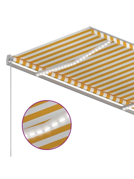 Automatinė markizė su LED/vėjo jutikliu, geltona/balta, 3x2,5m