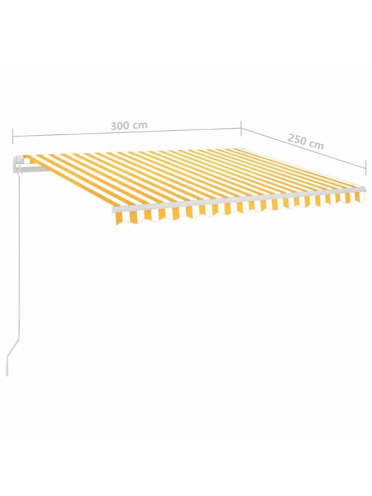 Automatinė markizė su LED/vėjo jutikliu, geltona/balta, 3x2,5m