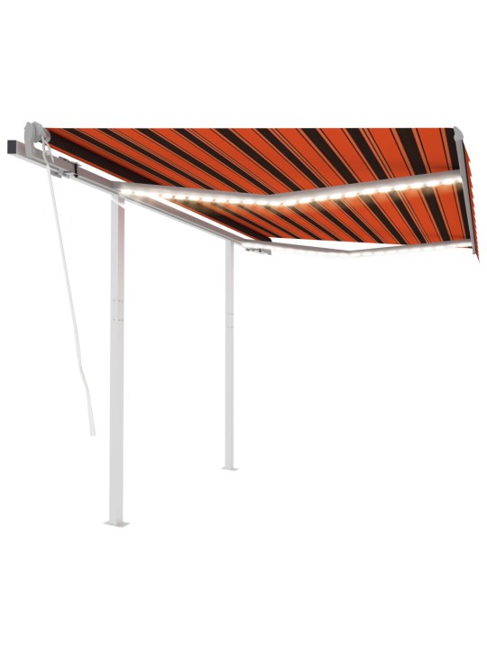 Automatinė markizė su LED/vėjo jutikliu, oranžinė/ruda, 3x2,5m