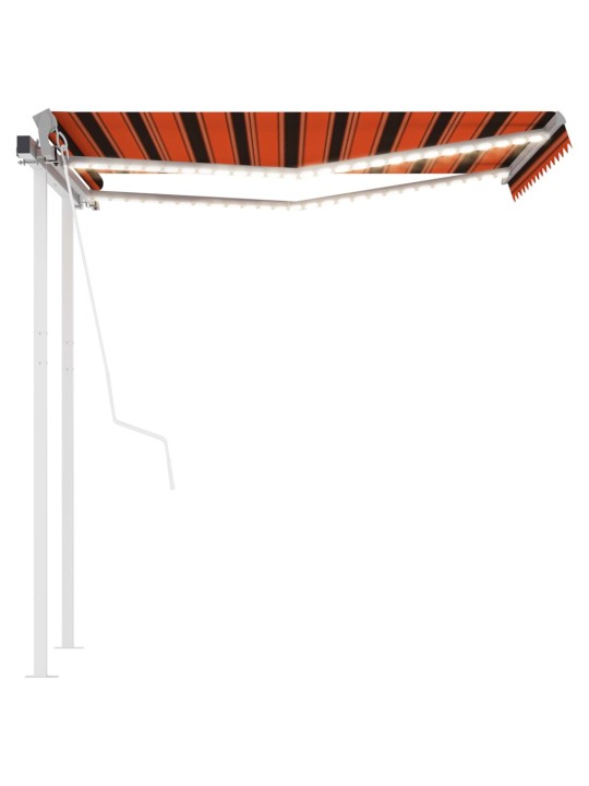 Automatinė markizė su LED/vėjo jutikliu, oranžinė/ruda, 3x2,5m