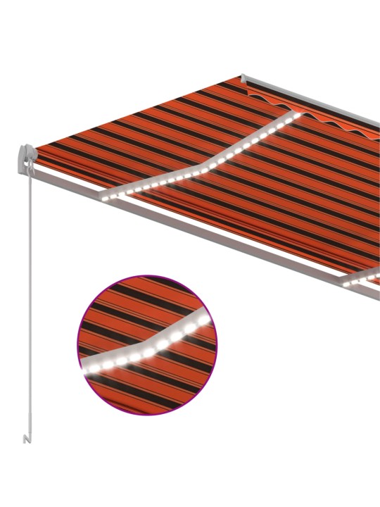 Automatinė markizė su LED/vėjo jutikliu, oranžinė/ruda, 3x2,5m