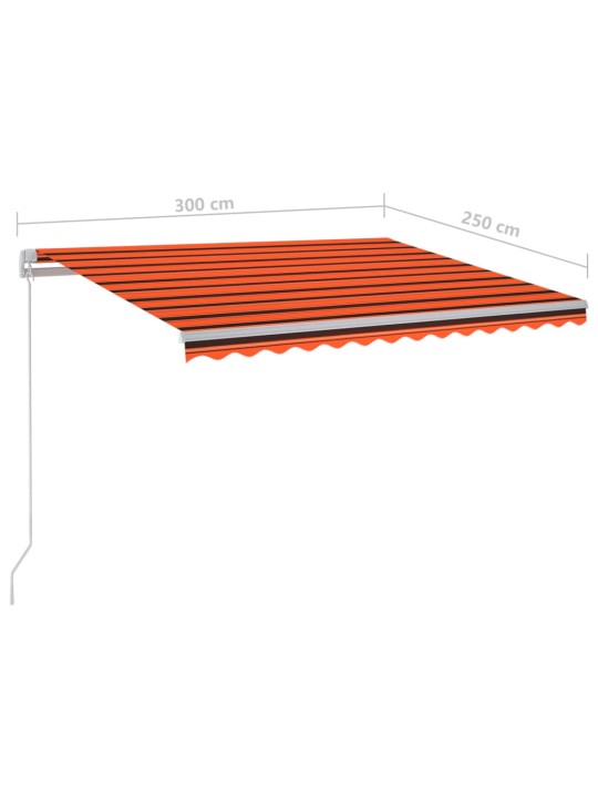 Automatinė markizė su LED/vėjo jutikliu, oranžinė/ruda, 3x2,5m