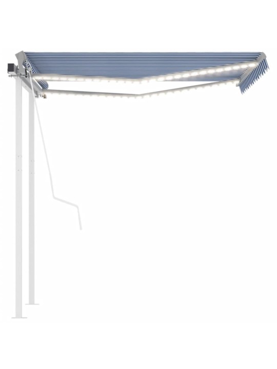 Automatinė markizė su LED/vėjo jutikliu, mėlyna/balta, 3,5x2,5m