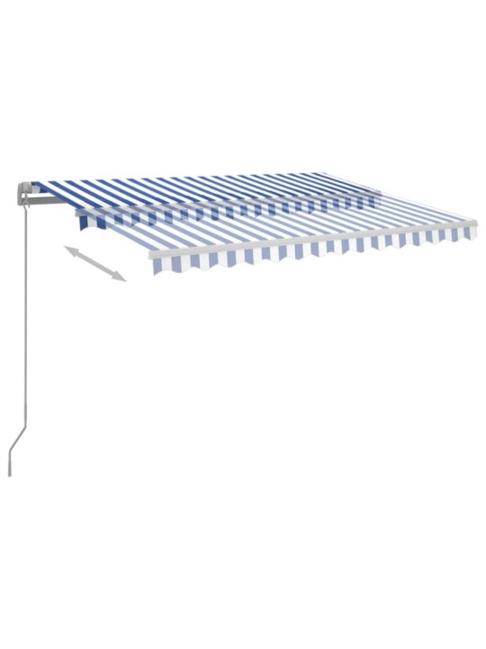 Automatinė markizė su LED/vėjo jutikliu, mėlyna/balta, 3,5x2,5m