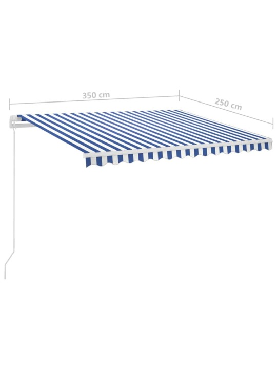 Automatinė markizė su LED/vėjo jutikliu, mėlyna/balta, 3,5x2,5m