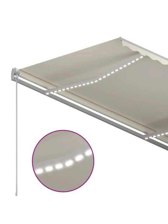 Automatinė markizė su LED/vėjo jutikliu, kreminė, 3,5x2,5m