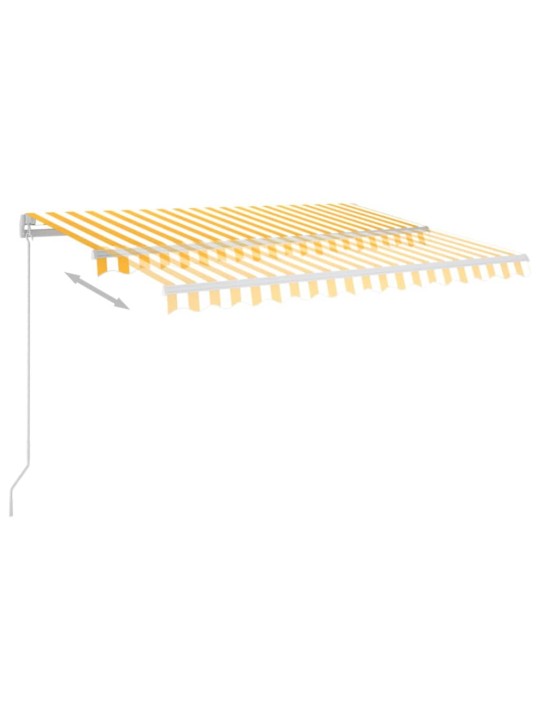 Markizė su LED ir vėjo jutikliu, geltona/balta, 3,5x2,5m