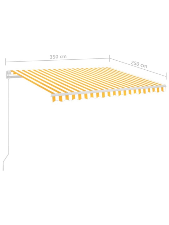 Markizė su LED ir vėjo jutikliu, geltona/balta, 3,5x2,5m