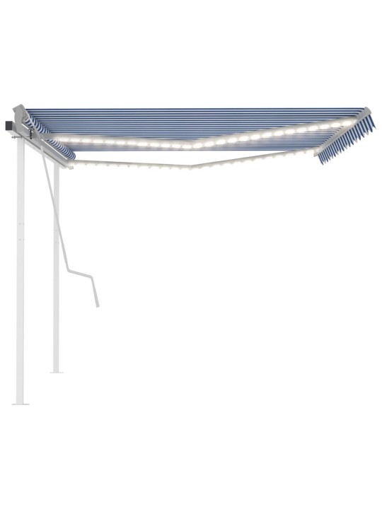 Rankiniu būdu ištraukiama markizė su LED, mėlyna ir balta, 4x3m