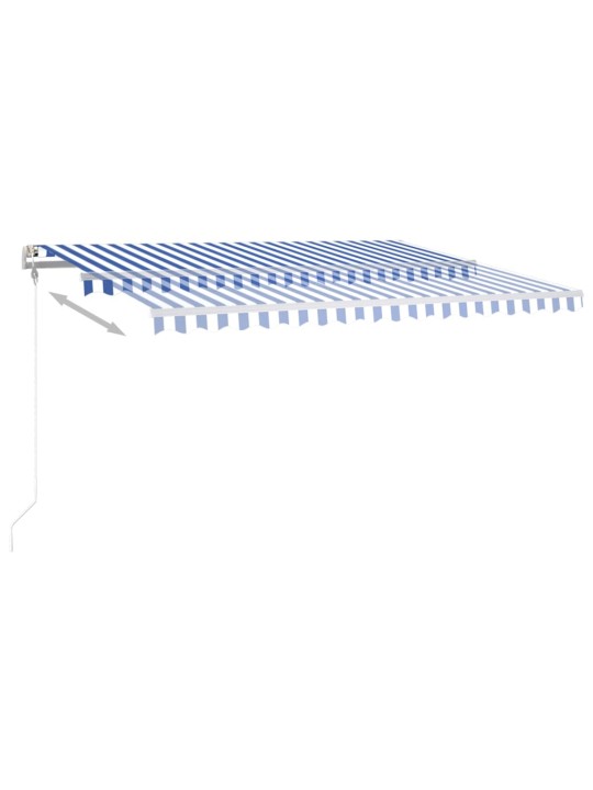 Rankiniu būdu ištraukiama markizė su LED, mėlyna ir balta, 4x3m