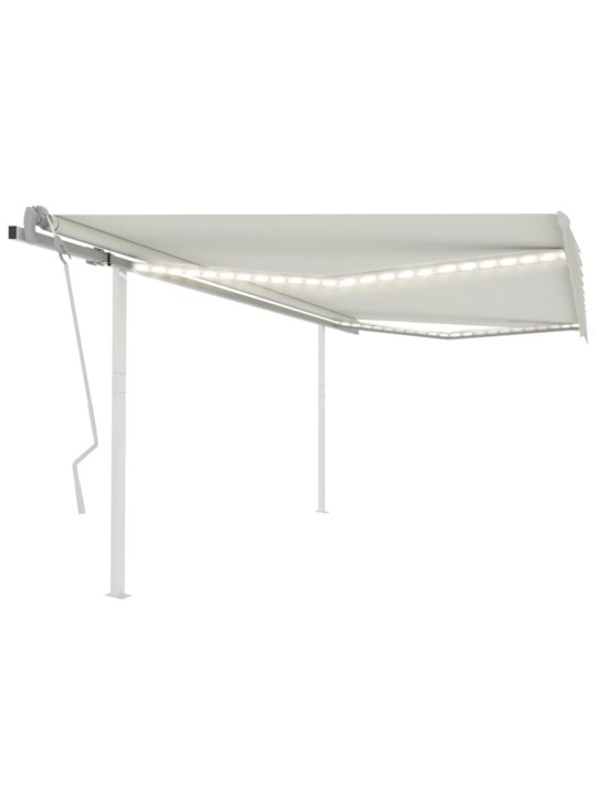 Rankiniu būdu ištraukiama markizė su LED, kreminė, 4x3m