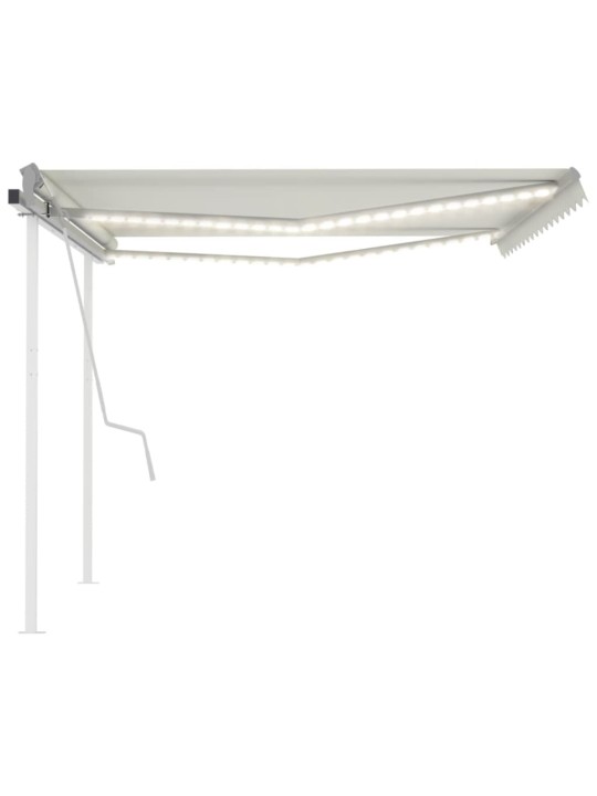 Rankiniu būdu ištraukiama markizė su LED, kreminė, 4x3m