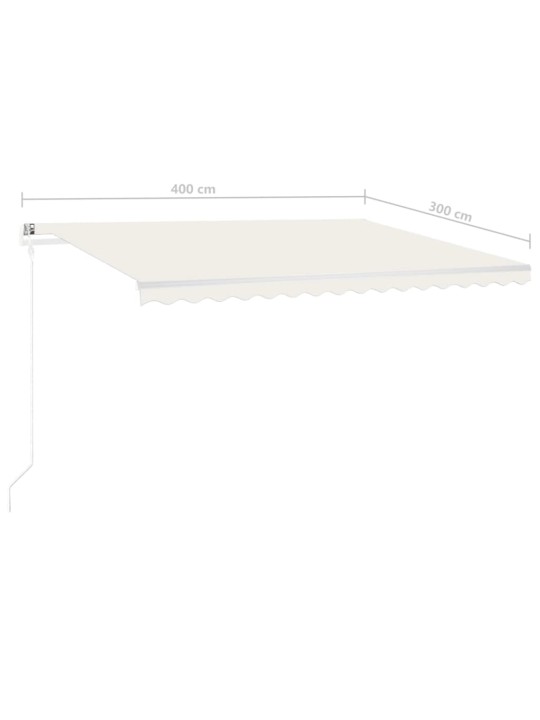 Rankiniu būdu ištraukiama markizė su LED, kreminė, 4x3m