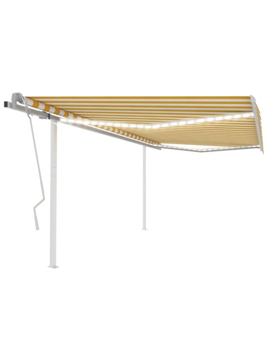 Rankiniu būdu ištraukiama markizė su LED, geltona/balta, 4x3m