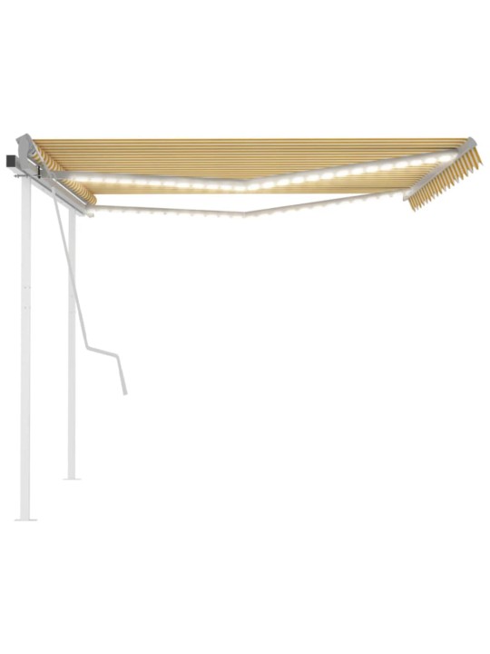 Rankiniu būdu ištraukiama markizė su LED, geltona/balta, 4x3m