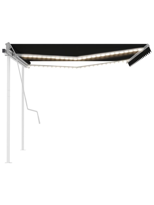 Rankiniu būdu ištraukiama markizė su LED, antracito, 4x3m