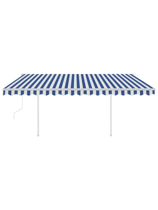 Automatinė markizė su LED/vėjo jutikliu, mėlyna/balta, 4x3m