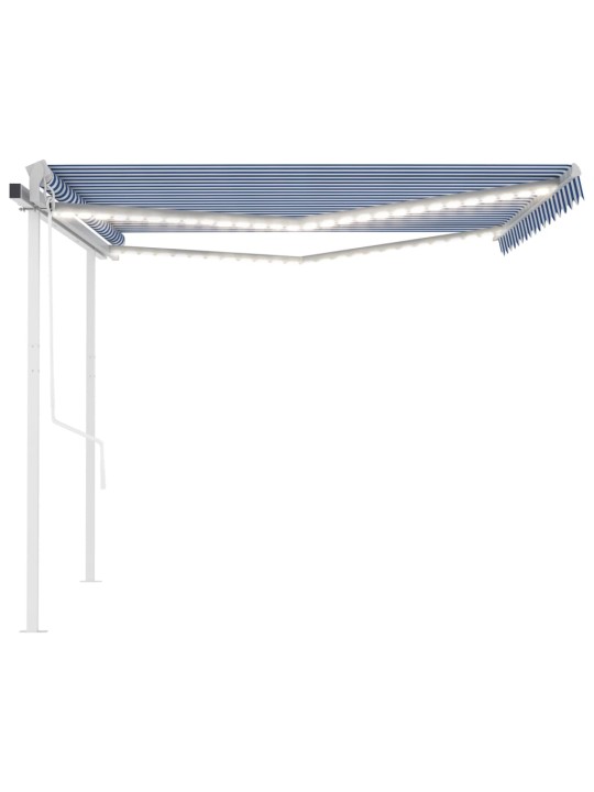 Automatinė markizė su LED/vėjo jutikliu, mėlyna/balta, 4x3m