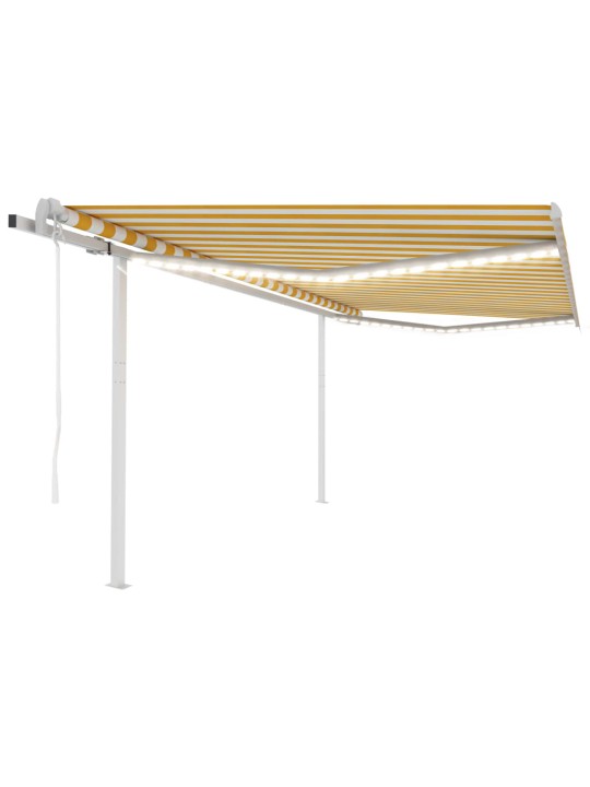 Automatinė markizė su LED/vėjo jutikliu, geltona/balta, 4x3m