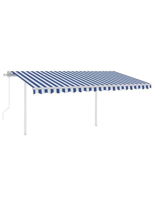Automatinė markizė su LED/vėjo jutikliu, mėlyna/balta, 4,5x3m