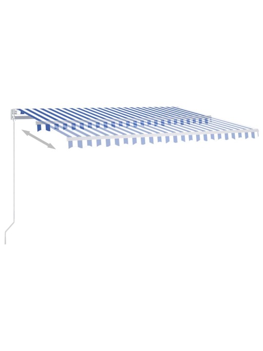 Automatinė markizė su LED/vėjo jutikliu, mėlyna/balta, 4,5x3m