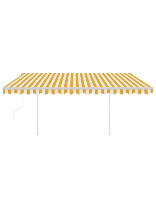 Automatinė markizė su LED/vėjo jutikliu, geltona/balta, 4,5x3m