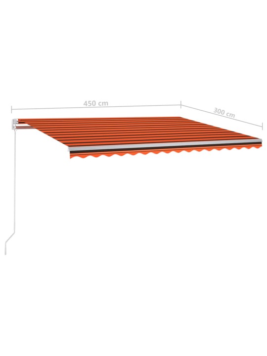 Automatinė markizė su LED/vėjo jutikliu, oranžinė/ruda, 4,5x3m