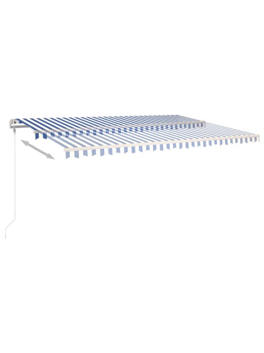Rankiniu būdu ištraukiama markizė su LED, mėlyna ir balta, 5x3m