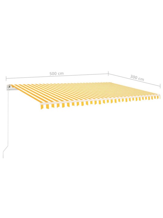 Rankiniu būdu ištraukiama markizė su LED, geltona/balta, 5x3m