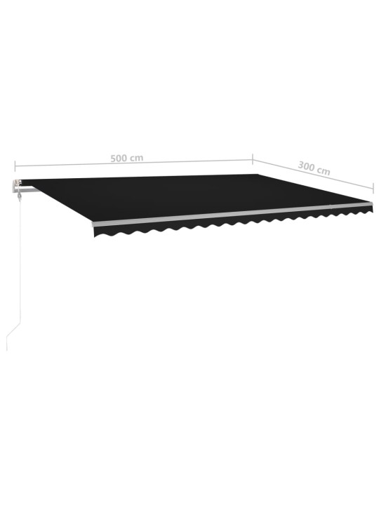 Rankiniu būdu ištraukiama markizė su LED, antracito, 5x3m