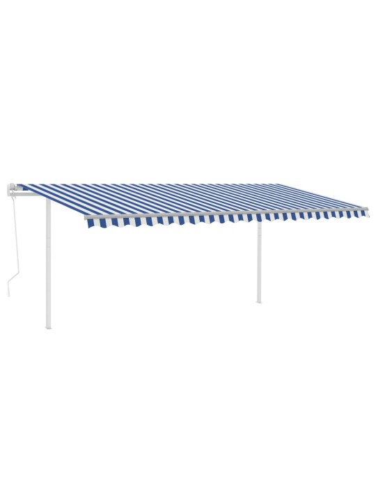 Automatinė markizė su LED/vėjo jutikliu, mėlyna/balta, 5x3m