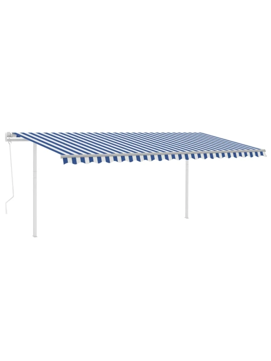 Automatinė markizė su LED/vėjo jutikliu, mėlyna/balta, 5x3m
