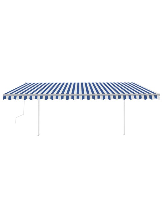 Automatinė markizė su LED/vėjo jutikliu, mėlyna/balta, 5x3m