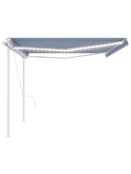 Automatinė markizė su LED/vėjo jutikliu, mėlyna/balta, 5x3m