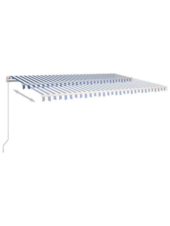 Automatinė markizė su LED/vėjo jutikliu, mėlyna/balta, 5x3m