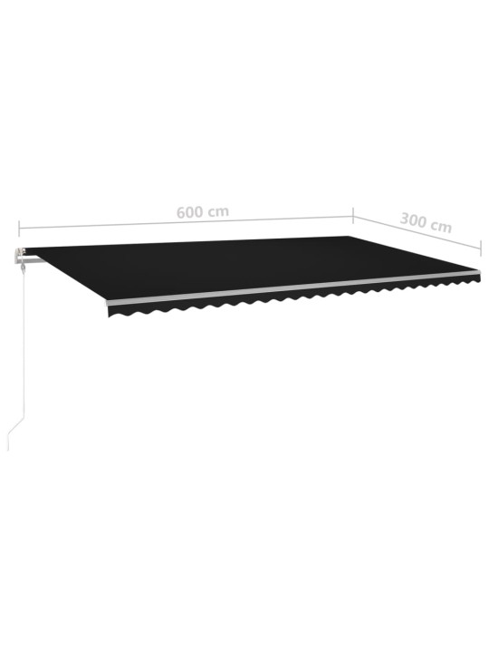 Rankiniu būdu ištraukiama markizė su LED, antracito, 6x3m