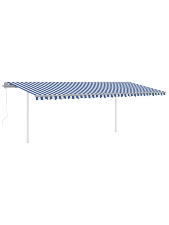 Automatinė markizė su LED/vėjo jutikliu, mėlyna/balta, 6x3m