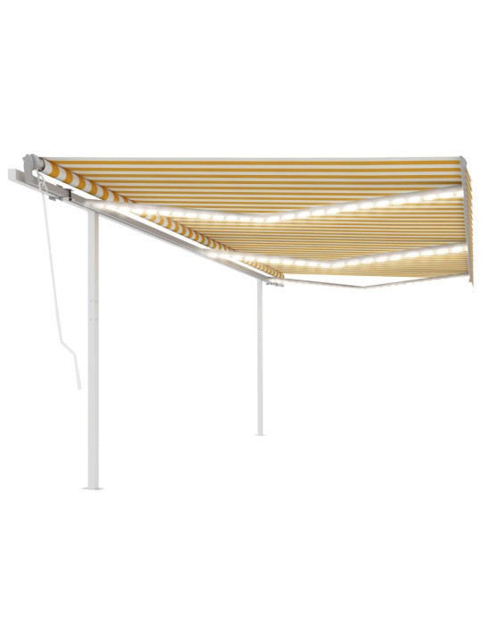 Automatinė markizė su LED/vėjo jutikliu, geltona/balta, 6x3m
