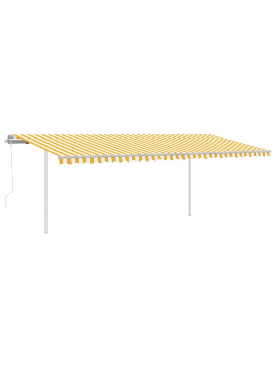 Automatinė markizė su LED/vėjo jutikliu, geltona/balta, 6x3m