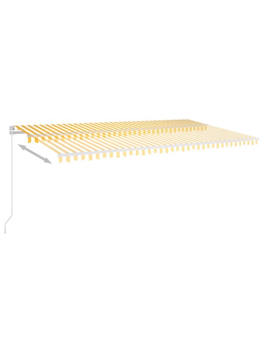 Automatinė markizė su LED/vėjo jutikliu, geltona/balta, 6x3m