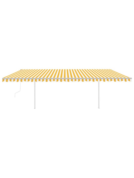 Automatinė markizė su LED/vėjo jutikliu, geltona/balta, 6x3m