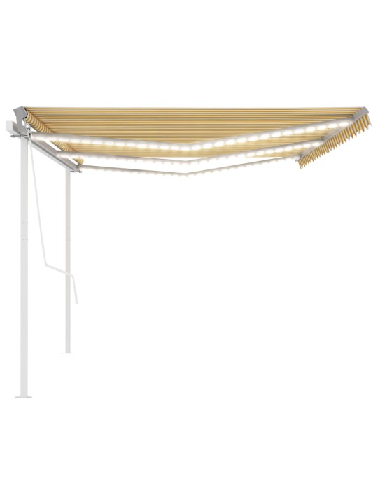 Automatinė markizė su LED/vėjo jutikliu, geltona/balta, 6x3m