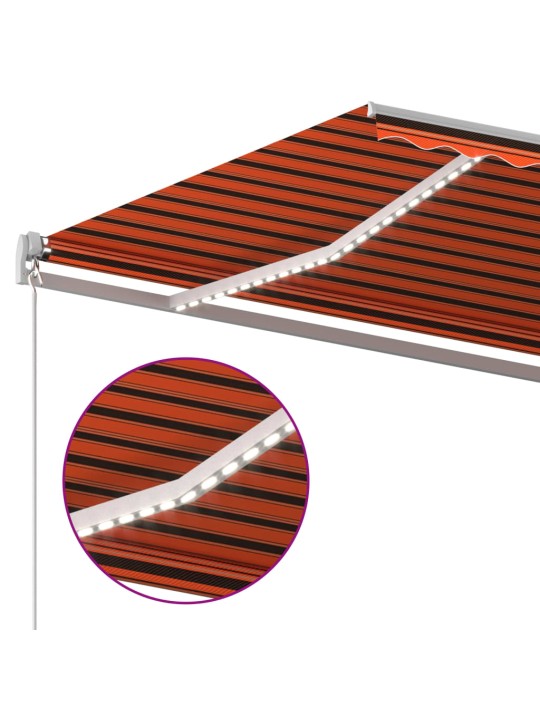 Automatinė markizė su LED/vėjo jutikliu, oranžinė/ruda, 6x3m