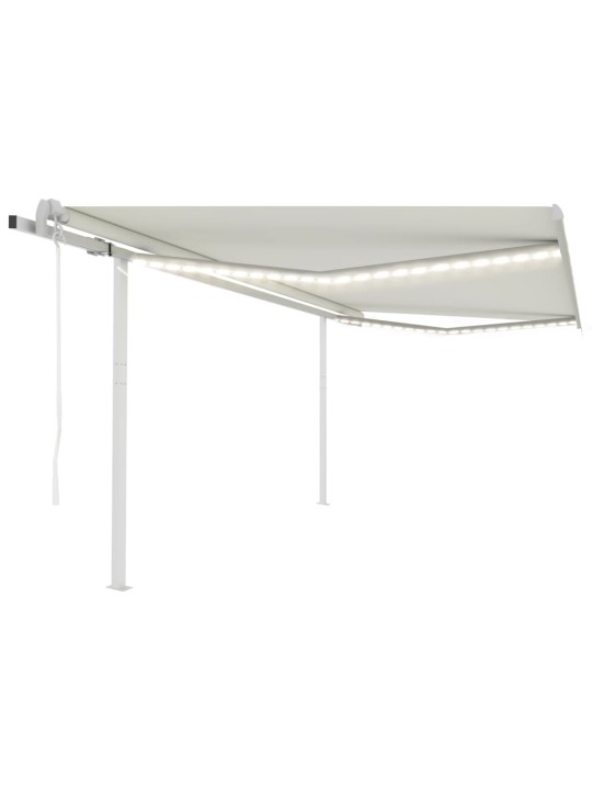 Automatinė markizė su LED/vėjo jutikliu, kreminė, 4x3,5m