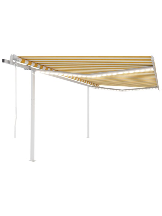 Automatinė markizė su LED/vėjo jutikliu, geltona/balta, 4x3,5m