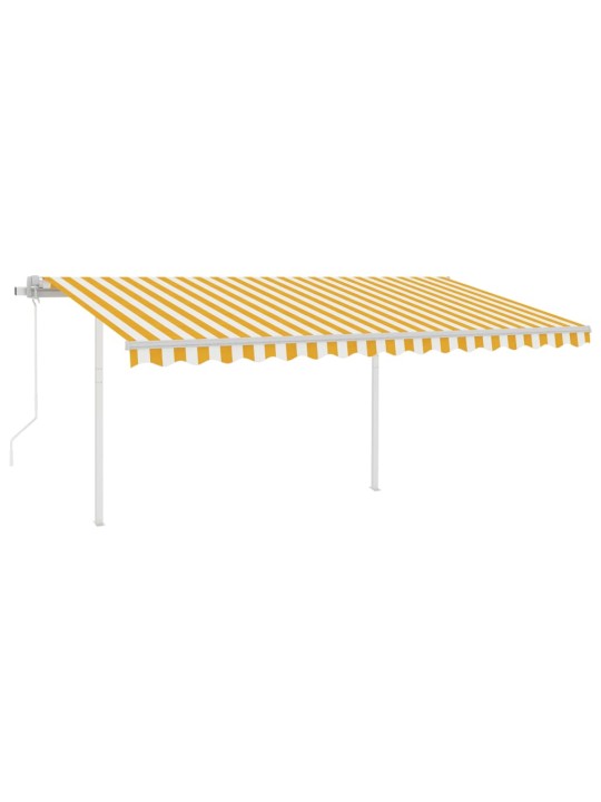 Automatinė markizė su LED/vėjo jutikliu, geltona/balta, 4x3,5m
