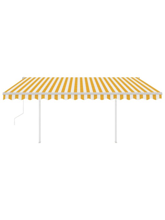 Automatinė markizė su LED/vėjo jutikliu, geltona/balta, 4x3,5m