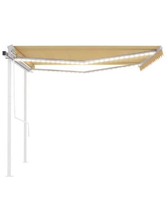 Automatinė markizė su LED/vėjo jutikliu, geltona/balta, 4x3,5m