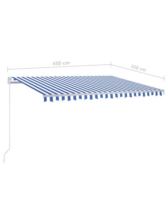 Automatinė markizė su LED/vėjo jutikliu, mėlyna/balta, 4,5x3,5m