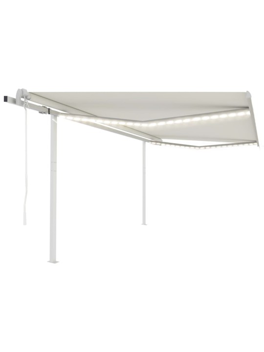 Automatinė markizė su LED/vėjo jutikliu, kreminė, 4,5x3,5m
